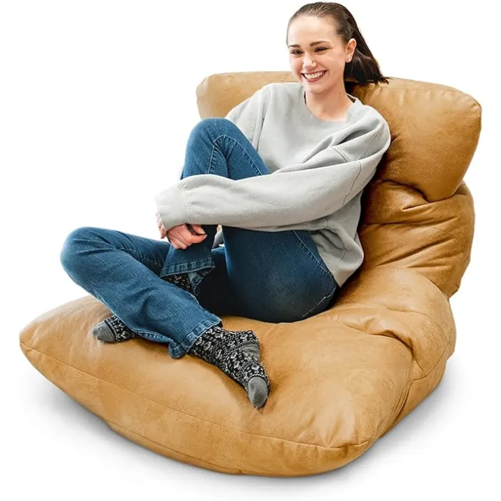 Big Joe Roma Bean Bag Chair, Rustic Tan Vintage Suede, 3 feet