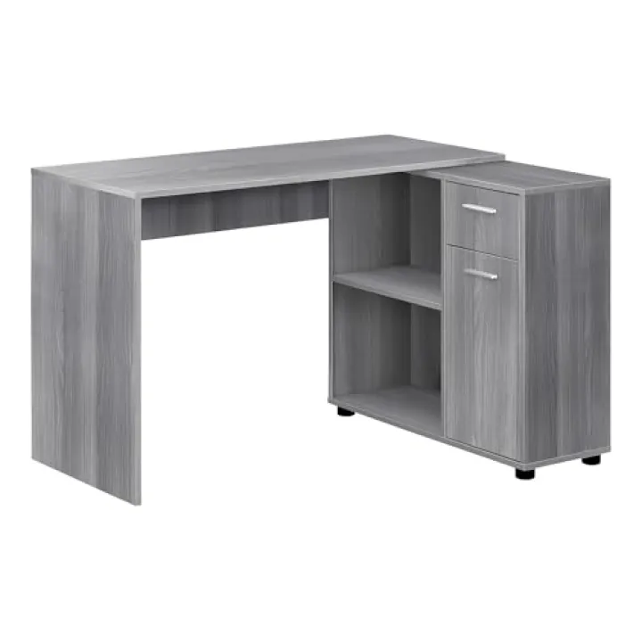 Computer Desk, Home Office, Corner, Storage Drawers, 46" l, L Shape, Work, Laptop, Grey Laminate, Contemporary, Modern GD734