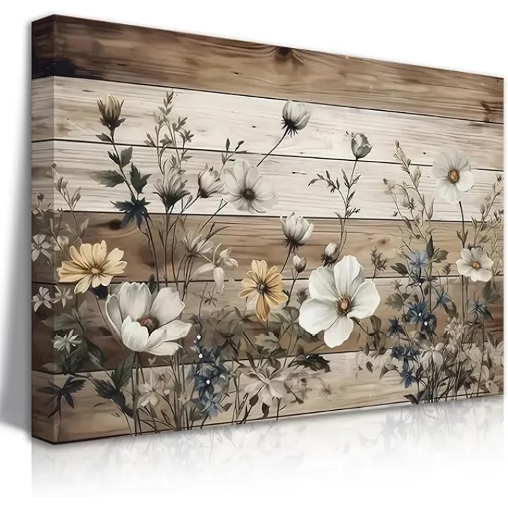 EGMAVQZY Vintage Floral Wall Art Rustic Flowers Wall Decor Farmhouse Canvas Poster Picture for Home Wall Decor, Living Room and Bedroom Decor 12x16 Inch Ready to Hang