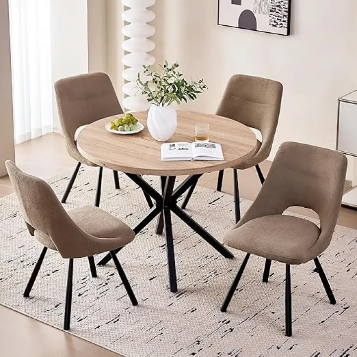 Dining Chairs Set of 4, Modern Boucle Upholstered Kitchen Chairs [Cut-Out Design] for Dining Living Room Restaurant