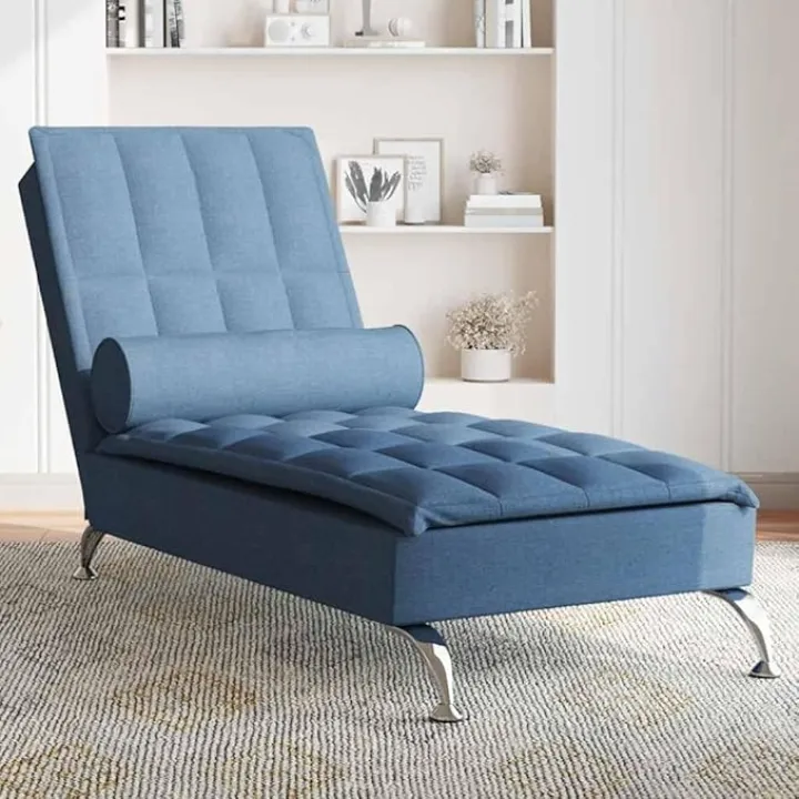 Massage Chaise Lounge Blue Fabric (100% Polyester) Single,Chaises Longues-379449