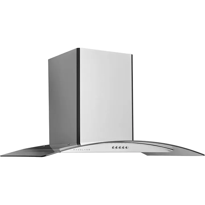 Hauslane 36-inch Range Hood - Stainless Steel & Glass Wall Mount, Ductless/Ducted, 3-Speed Quiet 68dB Operation, LED Lighting for Apartment & Modern Kitchens WM-600