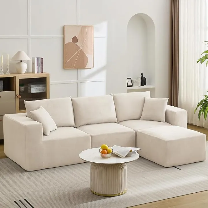 108”Modular Sectional Sofa,Sectional Modern Sleeper Sofa Couches with L-Shape Chaise, Cloud Sectional Couch with Deep Seat, Upholstered Couches for Living Room Bedroom,No Assembly Required