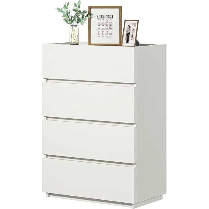 furtble 4 Drawer Dresser for Bedroom, White Small Wooden Dresser, Modern Closet Drawers Storage Cabinet for Entryway, Small Chest of Drawers for Living Room, Hallway, Office, 23.6''W