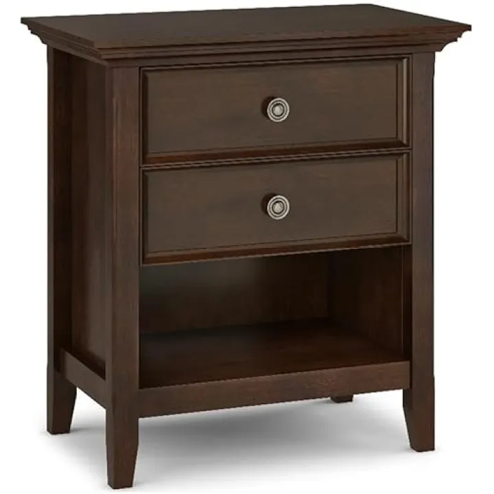 Pemberly Row Wood 24" Wide Traditional Bedside Nightstand Table - Russet Brown