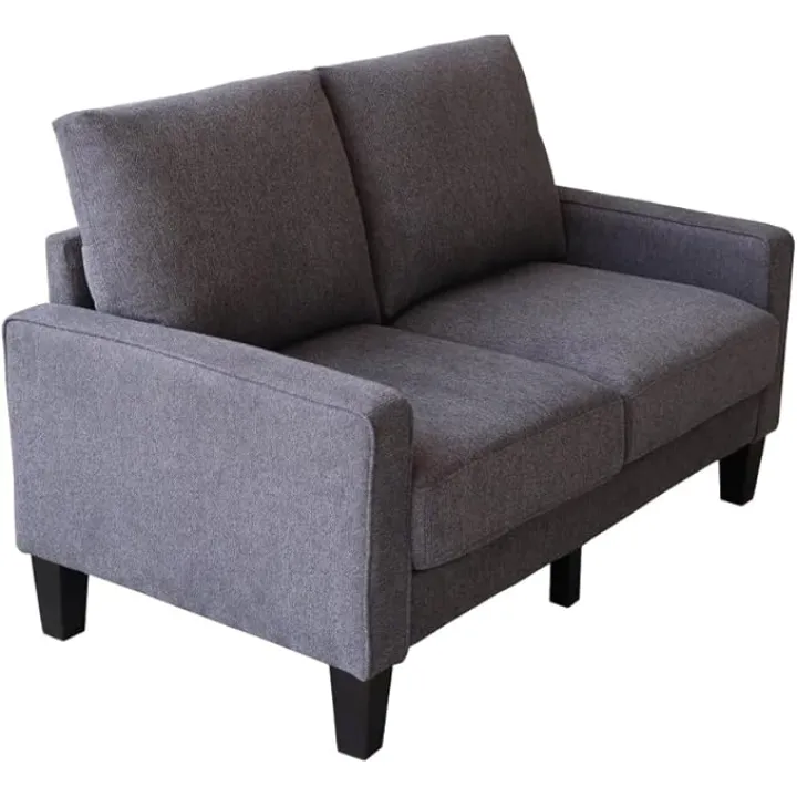 Modern Living Room Furniture L Shape Sofa with Ottoman in Beige Fabric (Dark Grey,3 seat)