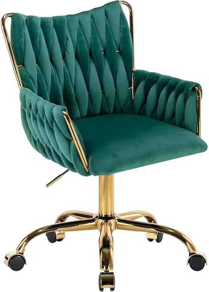 Leather Home Office Desk Chair Comfy Velvet Hand Woven Desk Chair