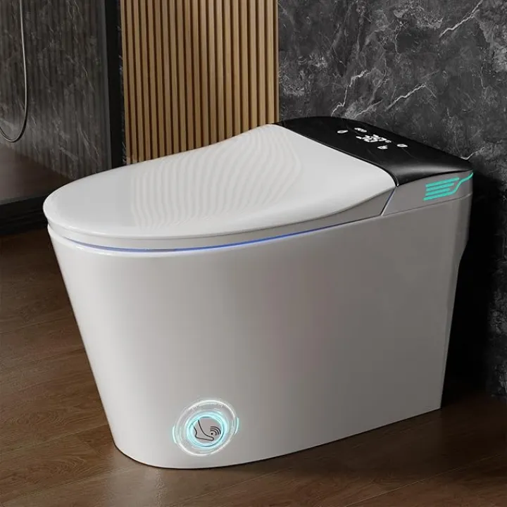 Smart Toilet with Bidet Built in, One Piece Bidet Toilet, Modern Elongated Toilets with Tankless 1.28GPF Auto Dual Flush, Foot Sensor,Foam Shield,Heated Seat,Warm Water,Dry Function,LED Display