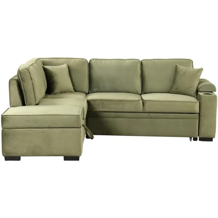 87.4" Sleeper Sofa Bed,2 in 1 Pull Out Sofa Bed L Shape Couch with Storage Ottoman for Living Room,Bedroom Couch