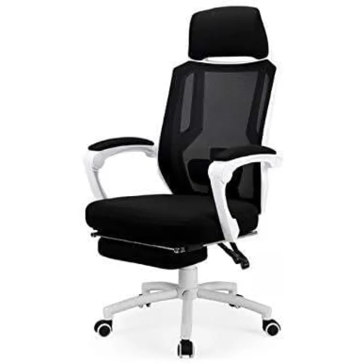 Reclining Office Desk Chair with Footrest, Adjustable High Back Ergonomic Mesh Chair with Lumbar Support for Home & Office