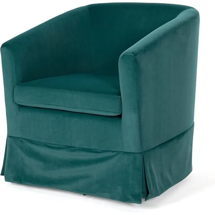 Eafurn 360 Degree Swivel Accent Barrel Chair, Swivel Club Chair Cozy Soft Padded Armchair for Living Room with Skirt for Nursery Living Room Bedroom Reception Room Office