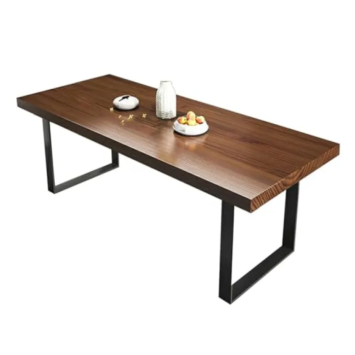 Generico Vassoio Pieghevole per Comodino, Tavolo per Computer Portatile, scrivania Moderna in Legno massello con Gambe in Ferro - Tavolo per Computer Portatile Spesso 5 cm per Ufficio, Studio, Cucina