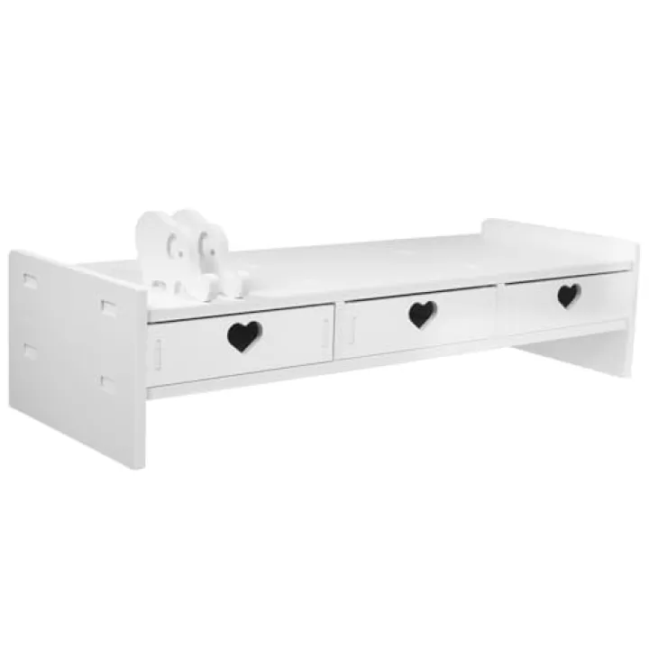 Housoutil Rack di archiviazione della tastiera computer portatile Alto alzate verticale montante organizzatore elevato supporto per monitor rialzo monitor da tavolo WPC bianca