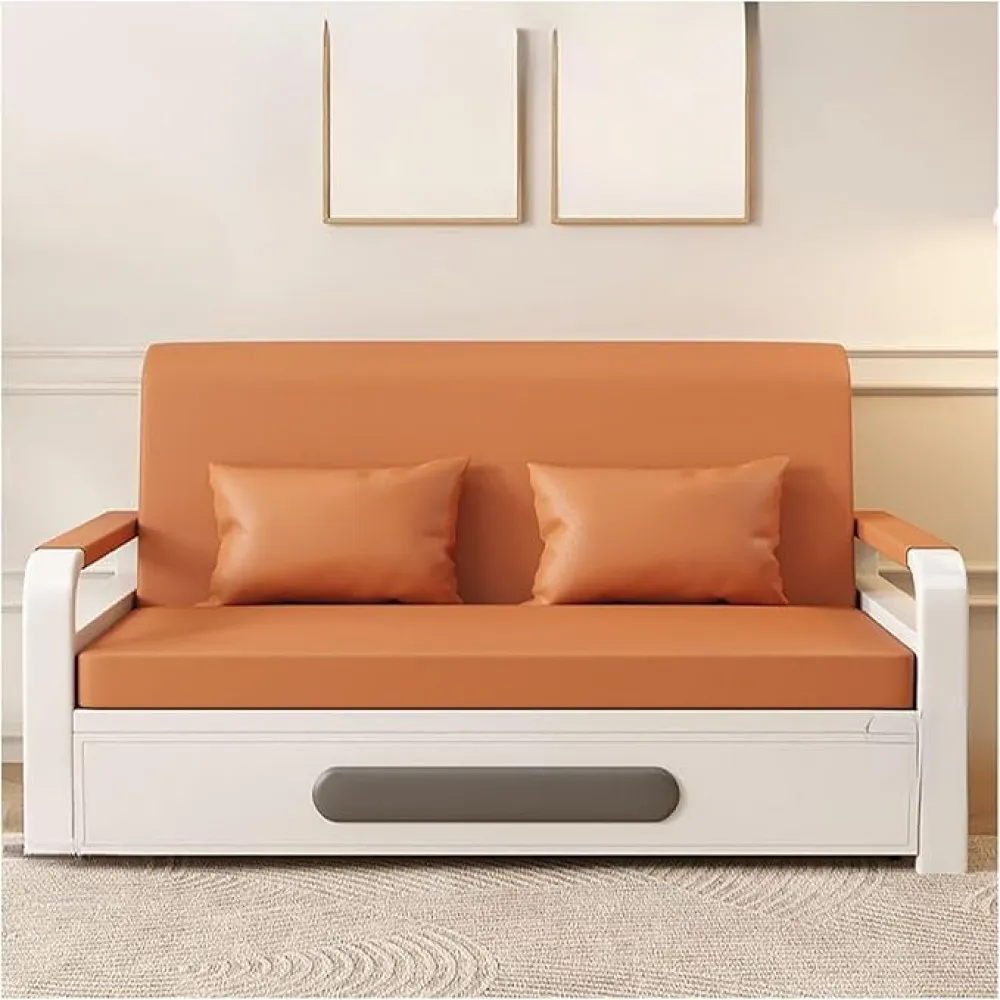 Foldable Sofa Bed Convertible Sleeper with Latex Mattress & Storage Space-Saving Solution for Living Room, Bedroom, Apartment Small Spaces,Gray,120×78×85cm