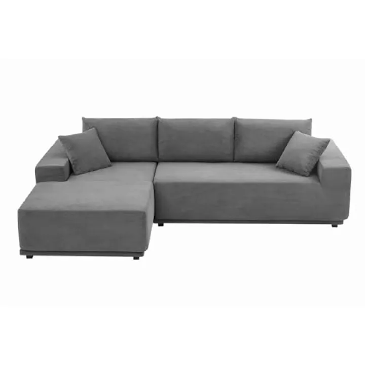 Sectional Couch Covers 2 pcs L Shape Sectional Sofa Corduroy Couches for Living Room, Bedroom, Salon, 2 PC Free Combination Including Bottom e Grey