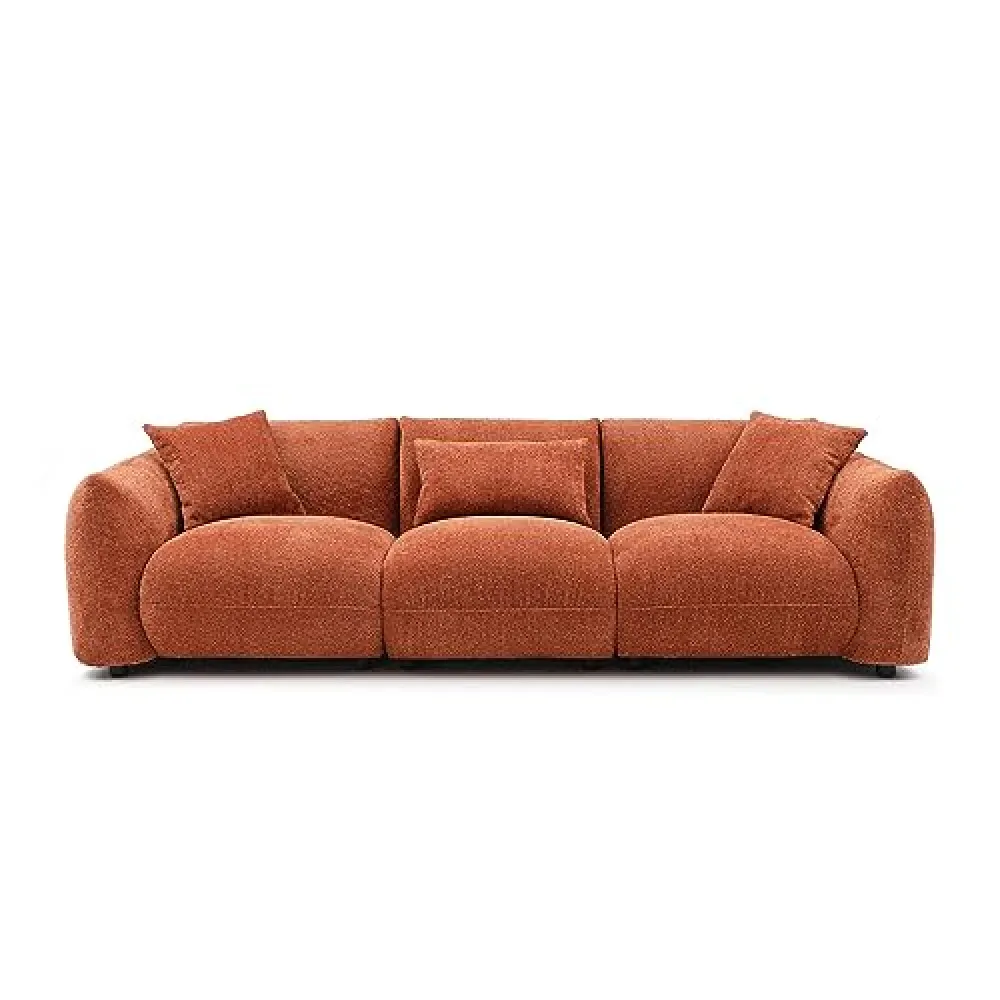 Mid Century Modern Couch 3 Seater Sofa for Living Room, Bedroom. Orange