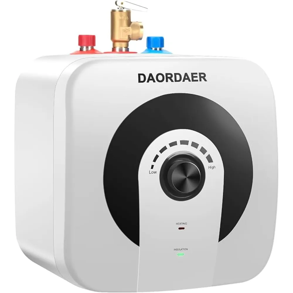 Electric Mini Tank Water Heater,4 Gallon Instant Hot Water,120V 1500W,Knob Temperature Adjustment,Wall or Floor Mounted, for RV Under Sink,Camper, Kitchen, Food Truck