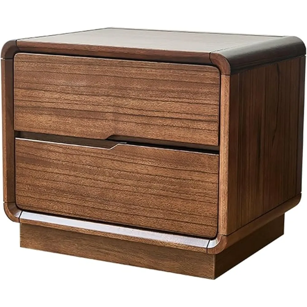 Bedside Table Wooden, Nightstand with 2 Drawer, Bed End Table Metal Slide Rail for Bedroom/Living Room/Office/Sofa Side Table No Need to Install(15.7"/40cm)