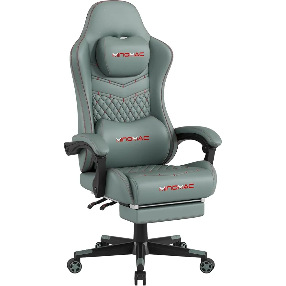 Gaming Chair, Ergonomic Computer Gaming Chair, Retractable Footrest/Waist Support/Ergonomic Backrest, Office/Home Gamer Chair [Spring + High Density Sponge] 400lb Load-Bearing (Blue)