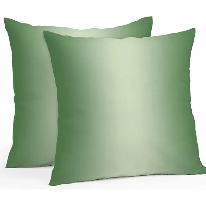 Vandarllin Outdoor Throw Pillows Covers 20x20 inch Set of 2 Waterproof Ombre Green Decorative Zippered Cushion Covers for Patio Furniture, Green Gradient Color Lumbar Pillowcases