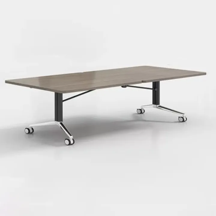 Tavolo Pieghevole per Sala conferenze Mobile su Ruote, scrivania Rettangolare con Ruote per Ufficio e Sala riunioni, Tavolo per seminari di Formazione Mobile con Piano Ribaltabile per riunio
