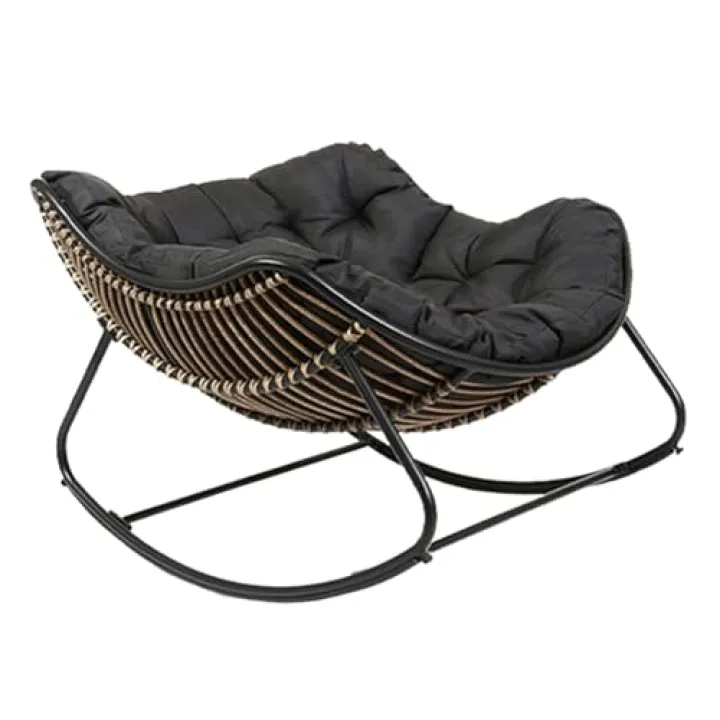 Generico Sedia a Dondolo da Esterno, Comoda Sedia a Dondolo Imbottita, Sedia a Dondolo in Rattan con Cuscino Imbottito, per Esterni, Veranda, Cortile, Giardino, Balcone, Salotto, Soggiorno (Colore: n