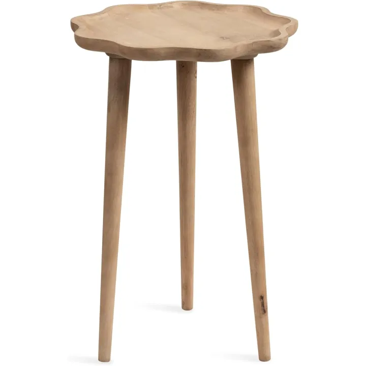 Kate and Laurel Alezar Modern Wooden Round Side Table, 15 x 15 x 22, Light Natural, Transitional Solid Wood End Table with Wavy Edge for Bedroom Nightstand or Living Room Decor