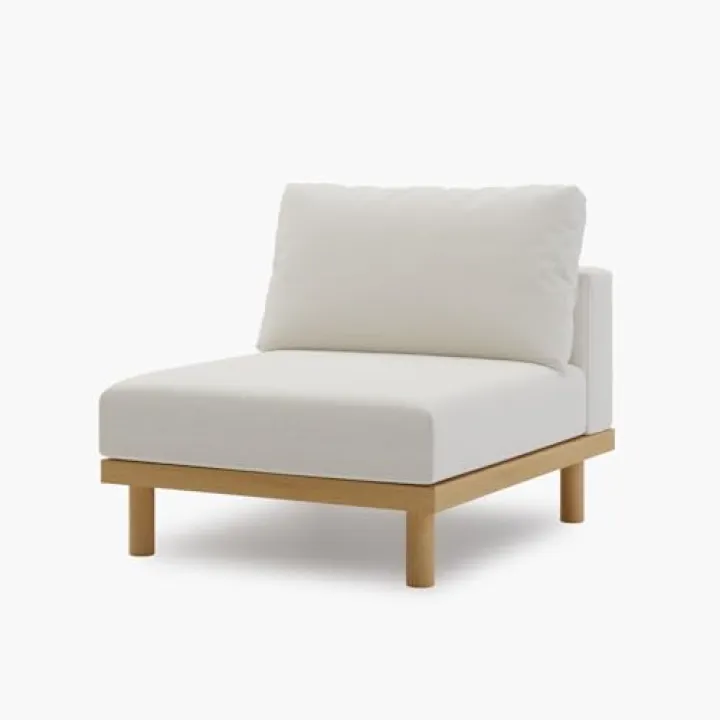 Acanva Minimalist Modular Sectional Sofa for Living Room, Wide & Deep Seat Convertible Furniture Set with Metal Frame and Movable Covers, Armless Chair, Off White