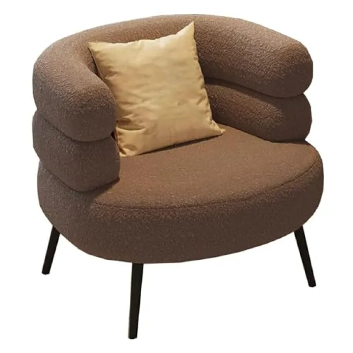 Accogliente moderna poltrona a barile per soggiorno, camera da letto e sala trucchi, elegante sedia pigra con gambe nere, senza cuscino schienale (grigio)