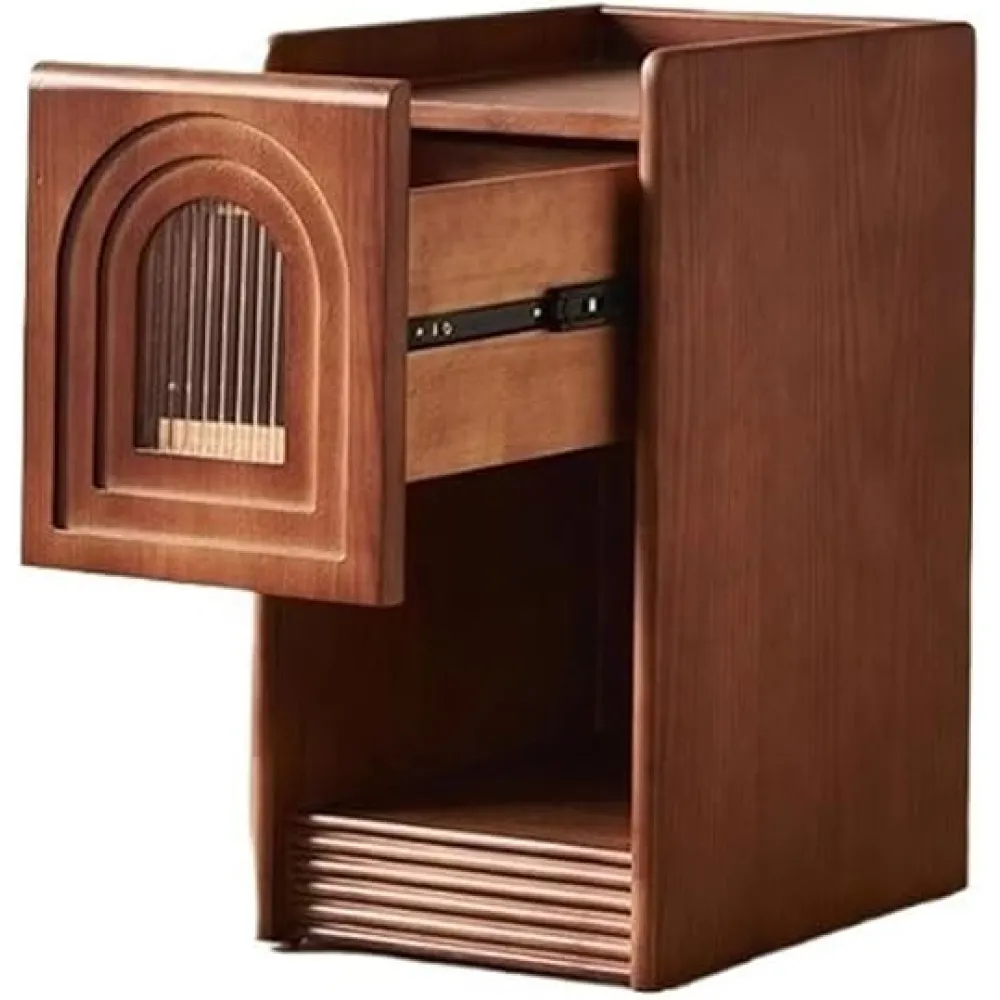 Modern Nightstand Home Retro Solid Wood Bedside Table French Style Bedroom Narrow Bedside Table Bed Side Tables Bedroom