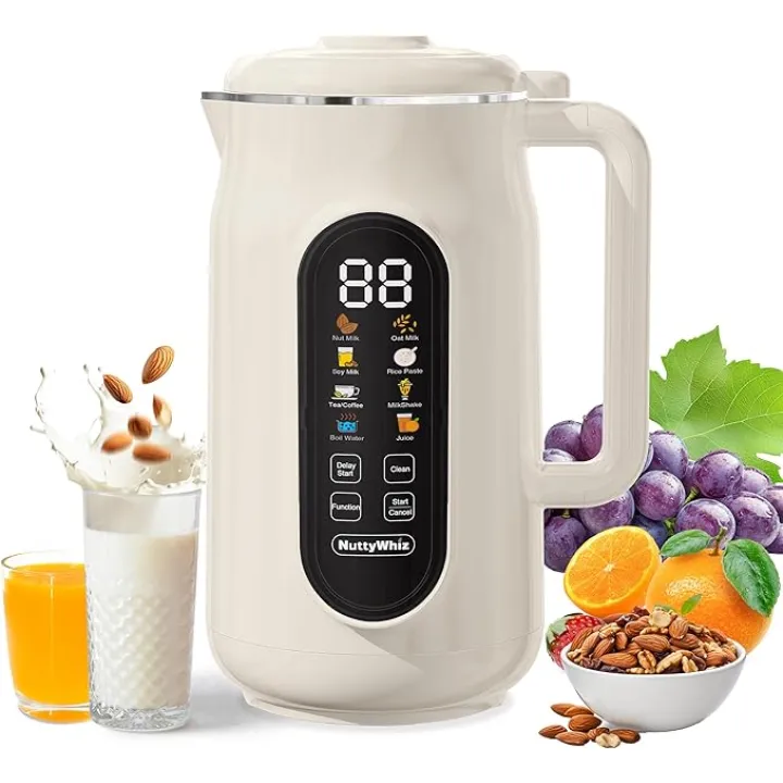 8-in-1 Nut Milk Maker Machine,10 Blade 42oz Homemade Almond, Soy, Oat, Juice, Plant-Based and Dairy Free Beverages,Automatic Almond Milk Maker, LED Panel/Delay Start/Keep Warm/Boil Water/Self Clean