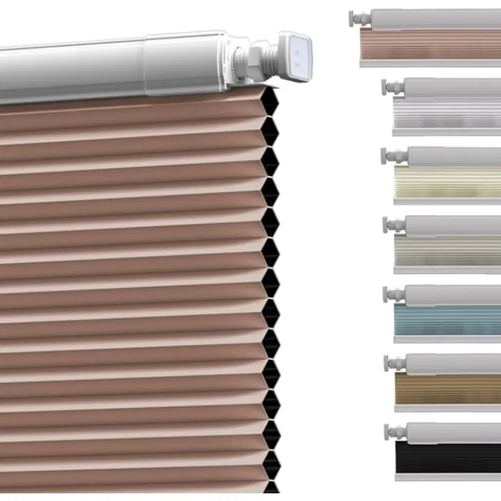 Youngoo No Drill Blackout Shades Tension Cordless Cellular Blinds for Indoor Windows No Drilling No Tools Window Blinds & Shades Pull Down Room Darkening for Kitchen Bedroom Home Pink 33W*48H