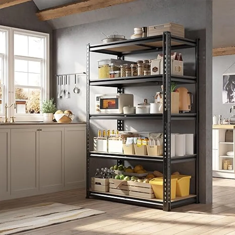 63" H Garage Shelving 31.5" W Storage Shelves Adjustable 2000LBS Metal Shelving Heavy Duty Garage Shelves for Pantry Kitchen Closet Basement Warehouse