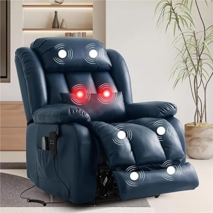 Electric Recliner Lift Chair with Power Lift Heat Massage Adjustable Back Legs USB Ports and Side Pockets for Elderly Living Room Bedroom Sofa