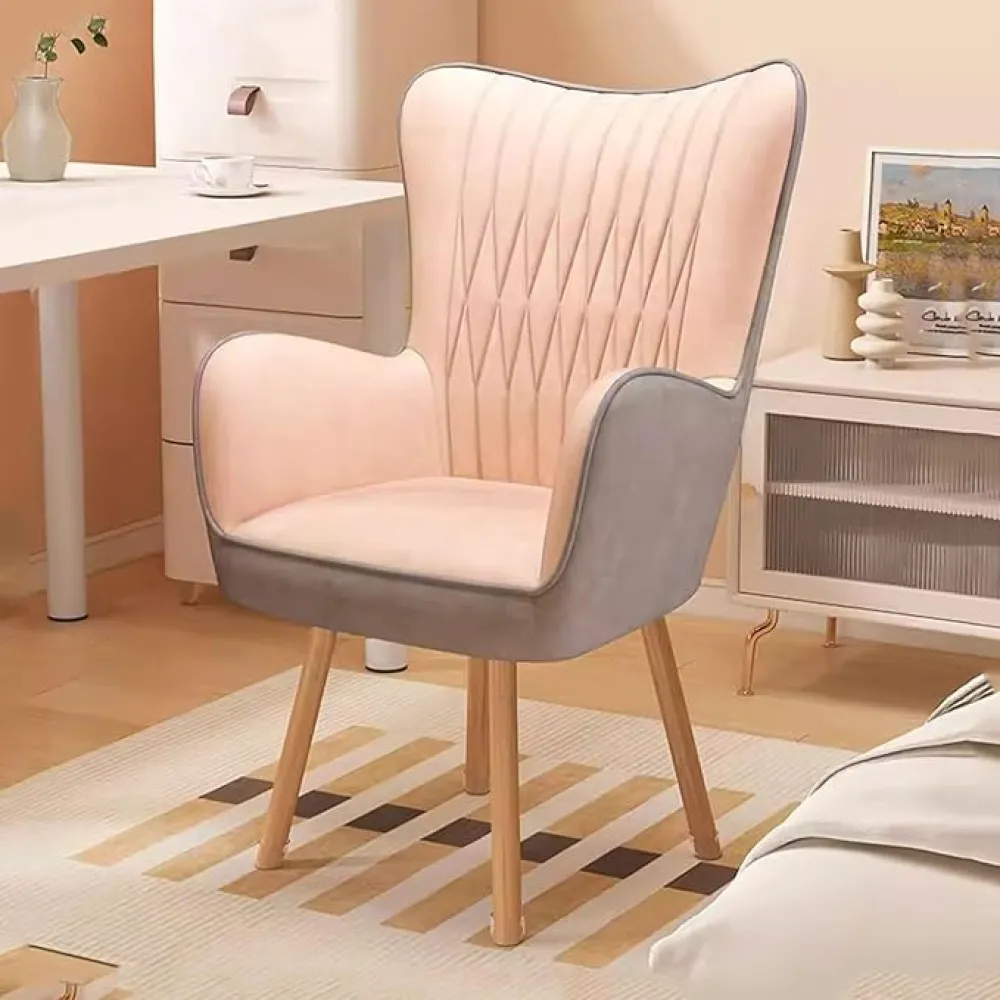 Home Swivel Office Chair with Armrest, Comfortable Study Desk Chair with Solid Wood Legs, Ergonomic Lounge Chair for Office & Dormitory (Khaki)(Grijs)