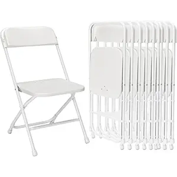 Folding Chairs 10 Pack,White Plastic Folding Chairs for Outdoor,Heavy Duty 350lb Capacity Portable Event Chairs with Steel Frame,Wedding Party Office Dining (No Assembly Required)
