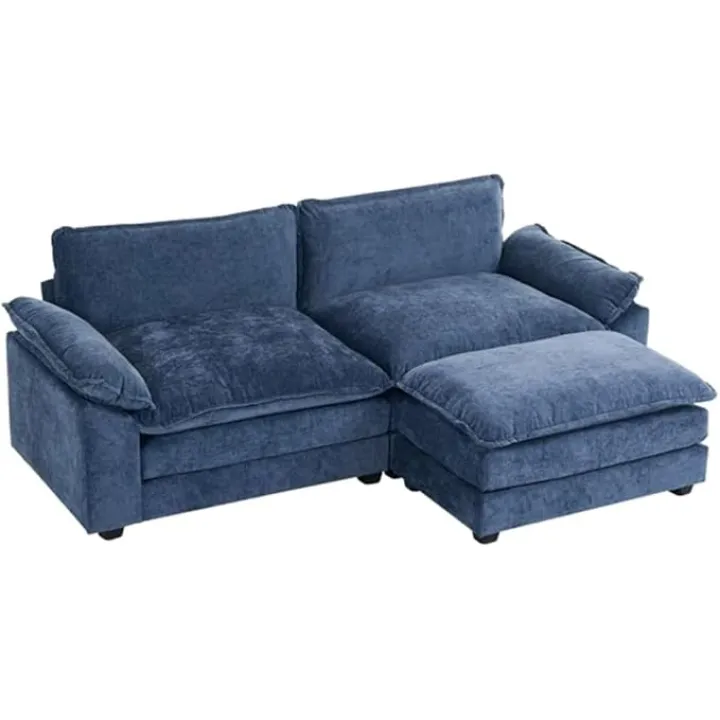 217 * 141 * 85 Chenille Two-Seater Sofa with Footstool Bag Indoor Sofa