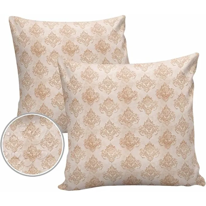 Outdoor Pillow Covers 24 x 24 Inches, Vintage Boho Waterproof Throw Pillow Cover Set of 2, Farmhouse Chic Traditional Floral Pattern Home Decorative Square Cushion Covers for Patio/Tent/Couch