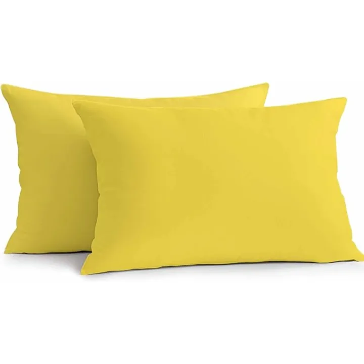 Set of 2 Outdoor Waterproof Pillow Covers Bright Yellow 12x20 Inch Outdoor Pillowcases Solid Color Decorative Cushion Cases Throw Pillowcases for Patio Furniture,Garden,Porch