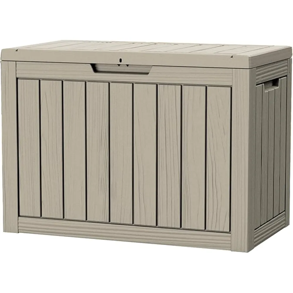 45GAL Brown Outdoor Storage Deck Box with Lock Hole- Waterproof, SGS - Tested UV Protection, Perfect for Storing Patio Pillows and Pool Floats, Sturdy Design for All - Weather Use