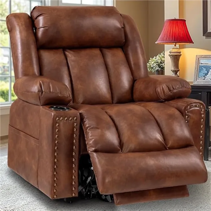 Electric Power Lift Recliner Chair for Elderly with Heat Massage Vibration Adjustable Angles Remote Control Comfortable Single Sofa with USB Port Side Pockets for Seniors