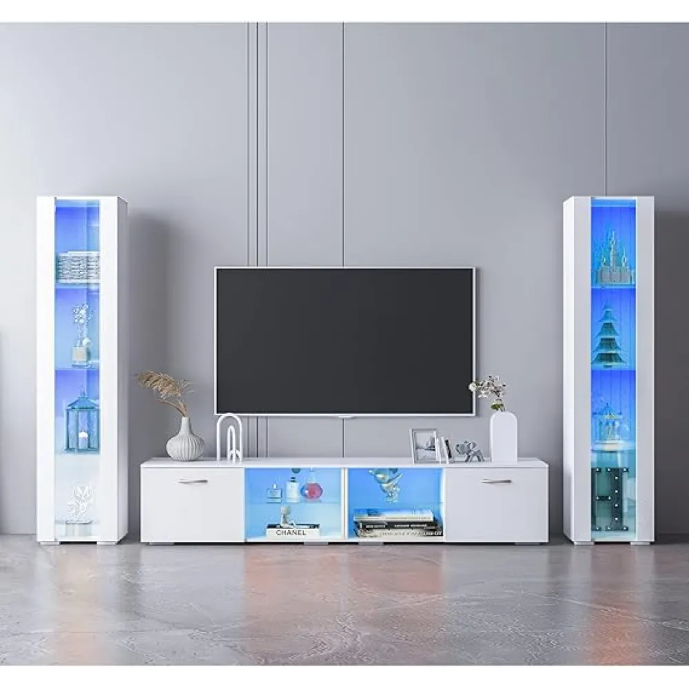 JOYSOURCE Clothes Closet, White Cabinet with Shelves, 55 L x 63 H x 20 D Wardrobe Clothing Storage with Hanging Rod for Bedroom, Living/Laundry Room