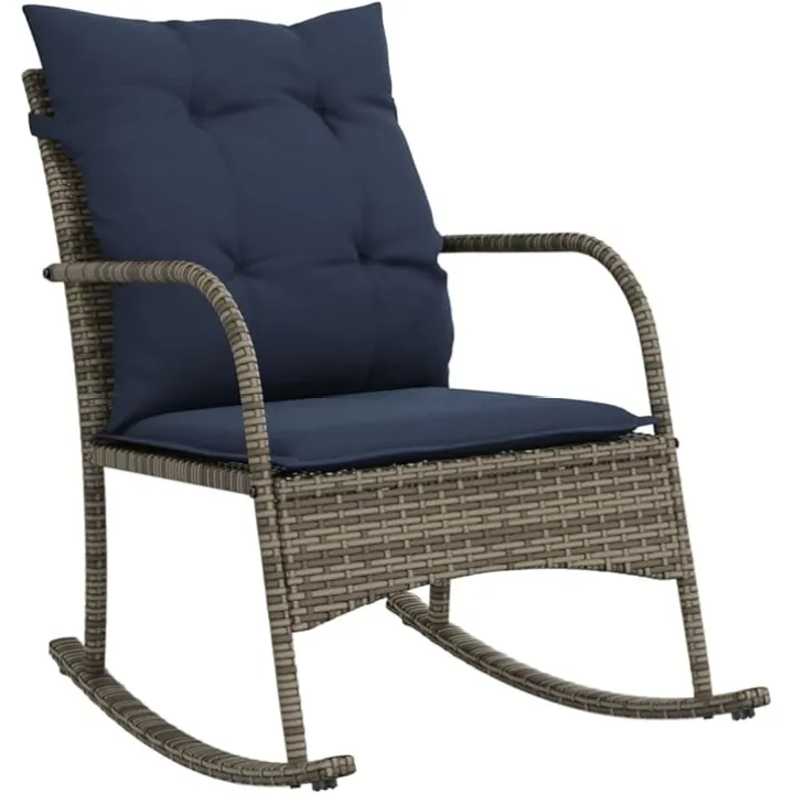 Patio Rocking Chair with Modern Design for Patio,Backyard,Garden,Gray Poly Rattan and Powder-Coated Steel Medium