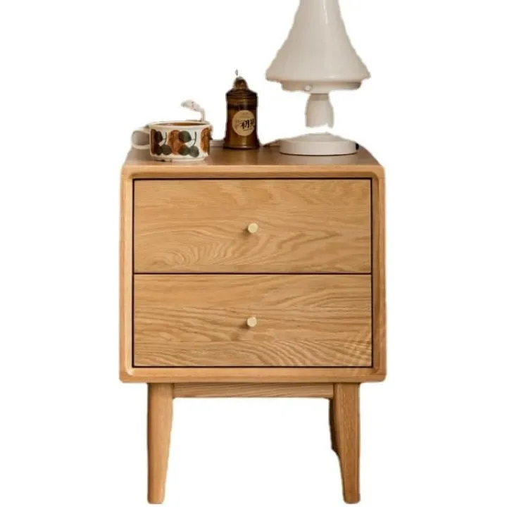Wooden Bedside Table, Oak Solid Wood, Spacious Countertop, Pure Solid Wood Sliding Rail Environmentally Friendly and Durable, Easy to Install, Suitable for Bedrooms, Living Rooms, Etc