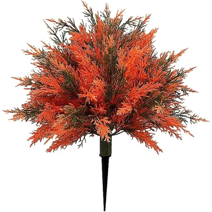 Outdoor Plants Red Bush - Simulated Green Outdoor Ornament - Artificial Fake UV Resistant Outdoor Greenery Tree Plants - Weather-Resistant - 60 X 58 Cm (Orange)