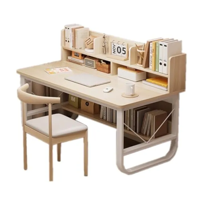 Generico Scrivania Moderna per Computer con Spazio di archiviazione, Tavolo da Lavoro salvaspazio, Tavolo da Gioco per PC, scrivania in Legno, Elegante scrivania da Studio per Ufficio e Camera da Let