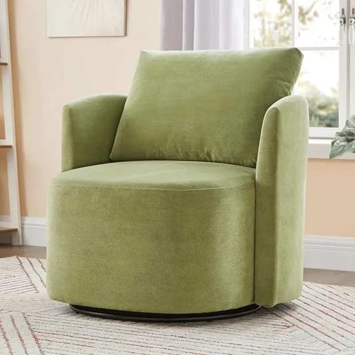 360 Swivel Chair, Luxurious Chenille Upholstery, Spacious Seating - Ergonomic Design for Modern Living Room, Office, and Hotel Use (Green)