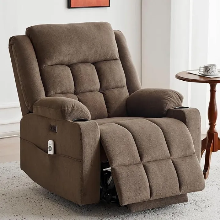Electric Power Lift Chair Recliners for Adults and Elderly with Heat and Massage Features, Oversized Recliner Chairs with USB & Type-C Ports, Cup Holders, Adjustable Reclining Sofa for Living Room