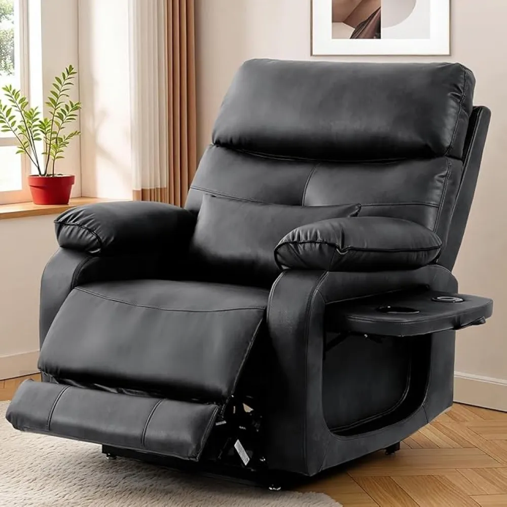 Electric Recliner Chair with Power Lift for Elderly, Heat and Vibration Massage Function, Cup Holders, USB Ports, Charger Remote Control Sofa for Living Room Recliner Sofa
