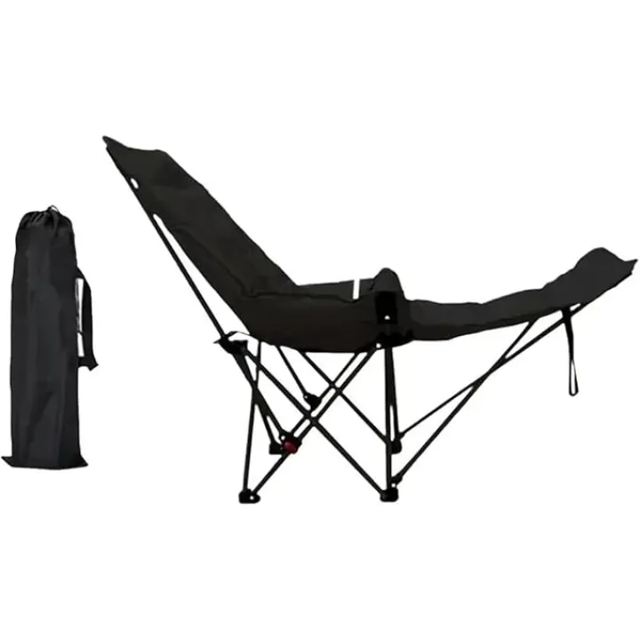 Lounge Chair Camping, Rest Folding, Portable Adjustable backrest, Outdoor, Garden Black, Earthy Yellow(Beige)
